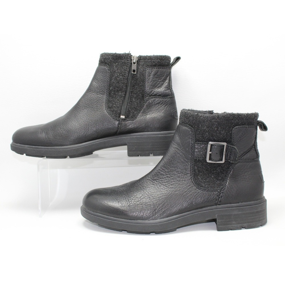 UGG Harrison Moto Black Waterproof Leather Ankle Boots Womens 10